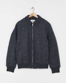 Wool Boucle Relaxed Varsity Jacket