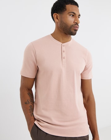 Pure Cotton Grandad T-Shirt Long- Pink