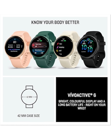 Garmin Vivoactive 6 AMOLED 42mm Smart Watch - Pink Dawn