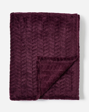 Embossed Jacquard Fleece Throw - Plum