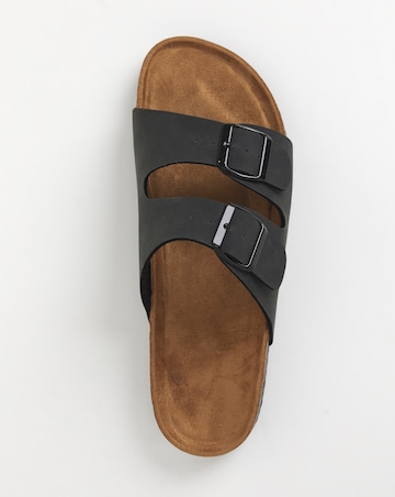 Black Buckle Strap Sandals Wide Fit