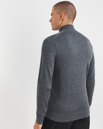 Calvin Klein Merino Quarter Zip Dark Grey Jumper