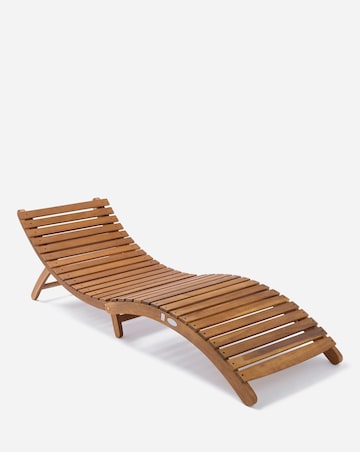 Charles Bentley Folding Curved Wooden Sun Lounger