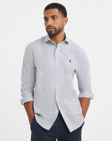 Polo Ralph Lauren Long Sleeve Bi Stretch Check Shirt - White/Navy