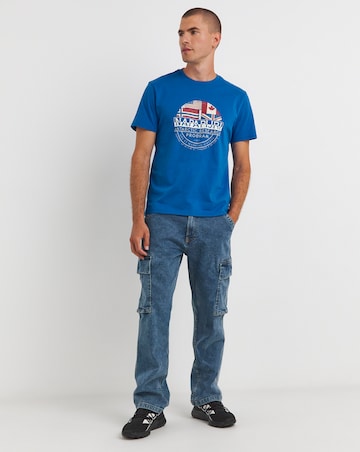 Napapijri Turin Flag Logo T-Shirt - Blue