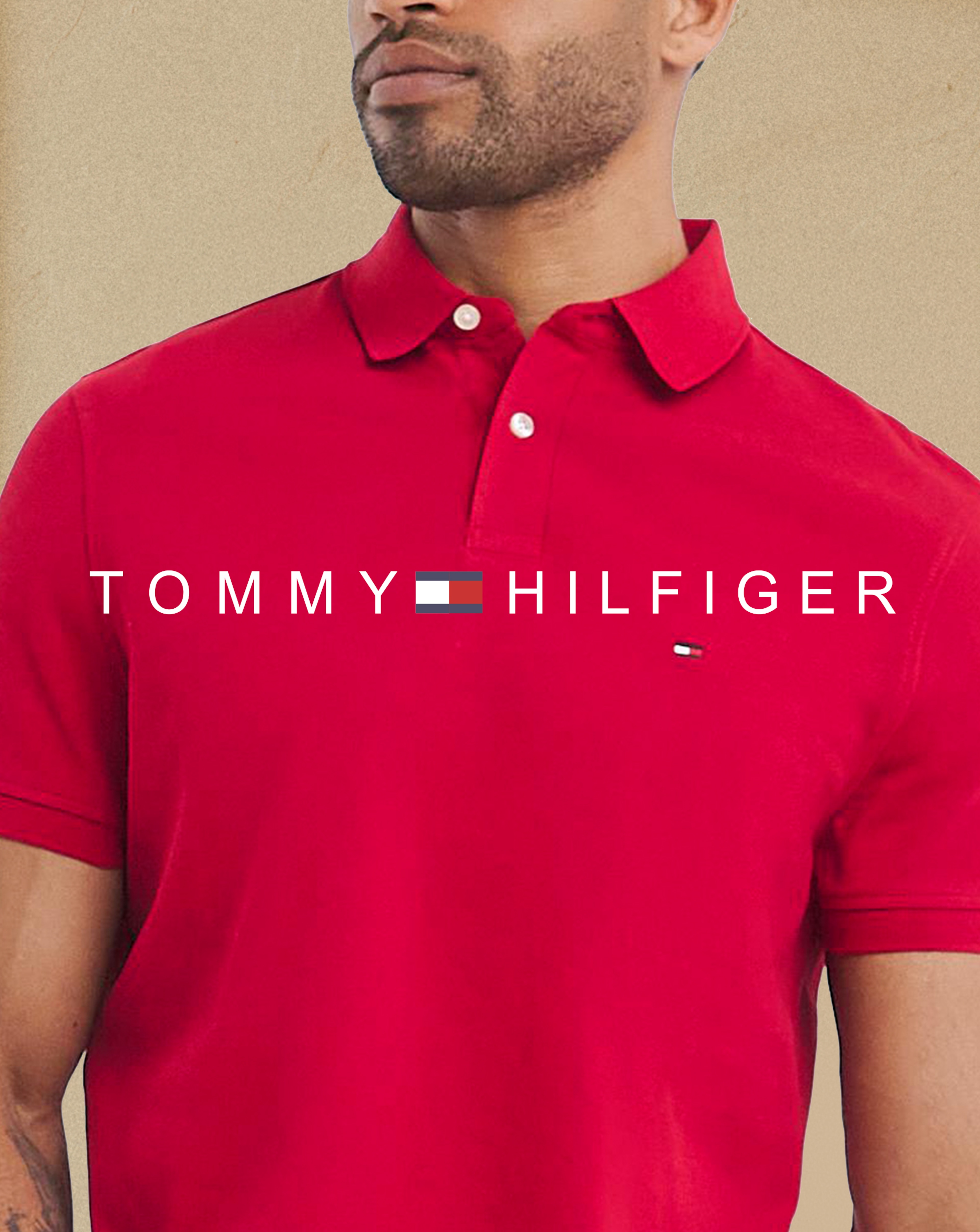 Tommy Hilfiger. Model wears Tommy Hilfiger Short Sleeve 1985 Polo - Red