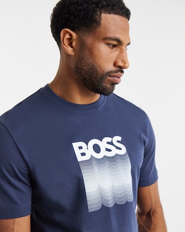BOSS Short Sleeve Stack Logo T-Shirt - Blue