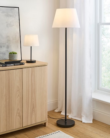 Owen White and Matt Black Floor Lamp