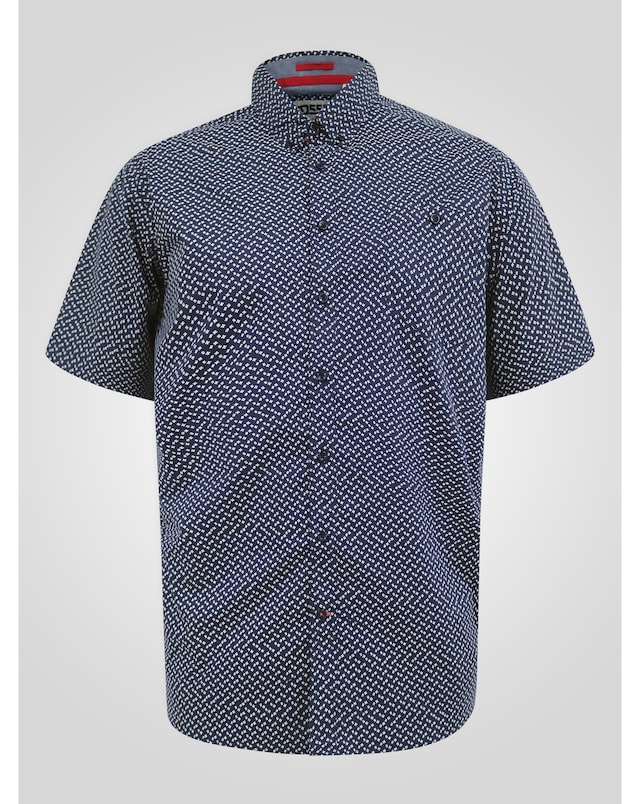 D555 Melrose Navy Icon AO Print Short Sleeve Button Down Shirt