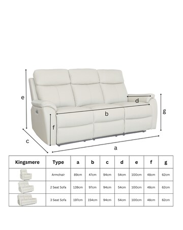 Aspire Kingsmere Leather Power Recliner 3 Seater