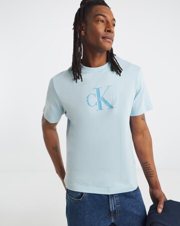 Calvin Klein Jeans Short Sleeve Monologo T-Shirt - Light Blue