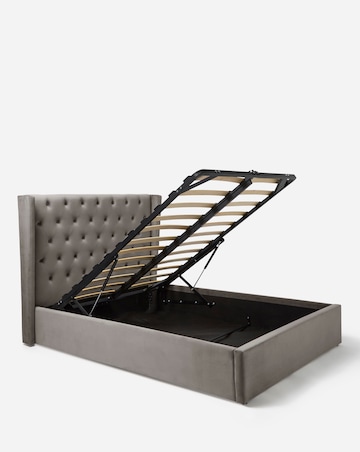 Allegra Winged Velvet Ottoman Bedframe