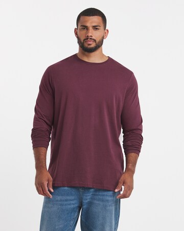 Long Sleeve Crew Neck T-Shirt Long Length- Burgundy