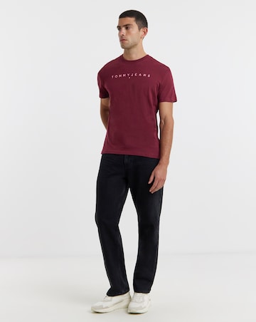 Tommy Jeans Short Sleeve Linear Contrast Logo T-Shirt - Wine