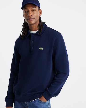 Lacoste Button Collar Sweatshirt - Navy