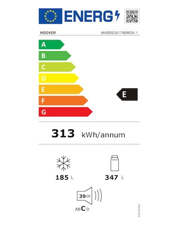 HOOVER HHSBSO-6174BWDK-1 90cm Slim Non Plumbed Water Dispenser Fridge Freezer
