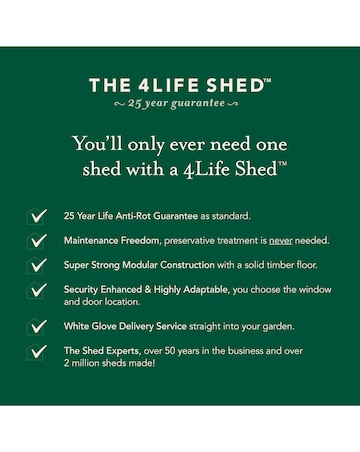 4LIFE Pent Shed 6x3 - Single Door - No Windows (Home Delivery)