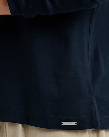 Folio Mercerised Supima Zip Long Sleeve Polo-Navy