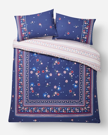 Julipa Ingrid Floral Border Cotton Blend Reversible Duvet Set