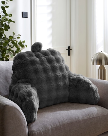 Bubble Faux Fur Back Support Cushion - Charcoal