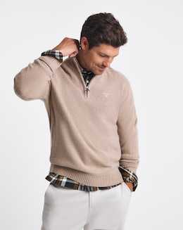 Barbour Grangetown 1/2 Zip Knitted Jumper - Stone