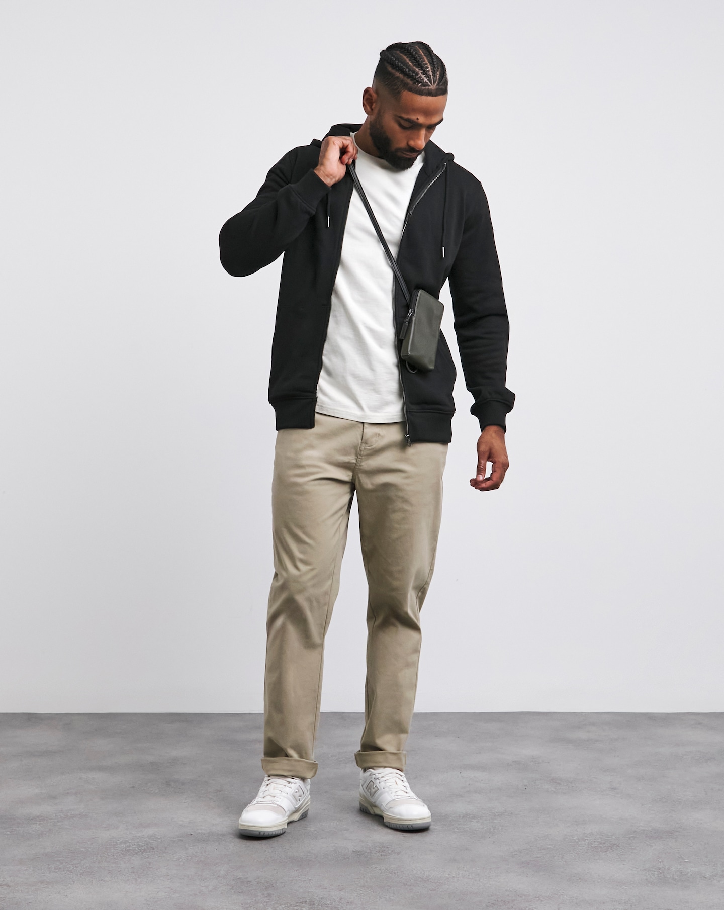 Full Zip Hoodie Extra Long Length- Black | Jacamo