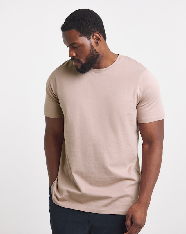 Pure Cotton Crew Neck T-Shirt Long - Pink