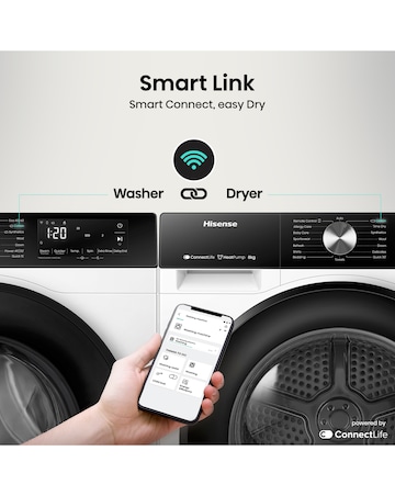 Hisense 3S Series DH3S802BW3 WiFi-enabled 8kg Heat Pump Tumble Dryer - White