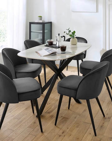 Brock Dining Table with 6 Emilie Velvet Chairs