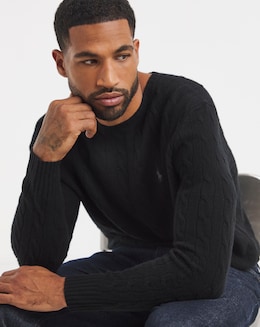 Polo Ralph Lauren Wool Cashmere Mix Cable Jumper - Black