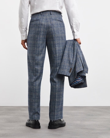 Blue Check Regular Fit Suit Trouser