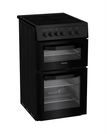 Hotpoint HTE5VCB 50cm Electric Twin Cooker with Ceramic Hob - Black