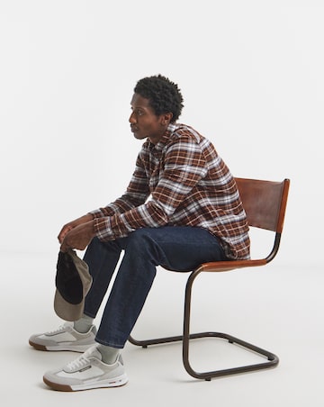 Tommy Jeans Long Sleeve Flannel Check Shirt- Brown