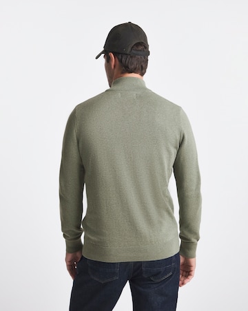 Barbour Cotton 1/2 Zip Knitted Jumper- Olive