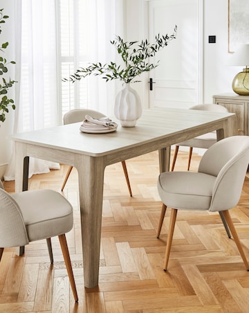 Charlotte Dining Table with 6 Emilie Fabric Chairs