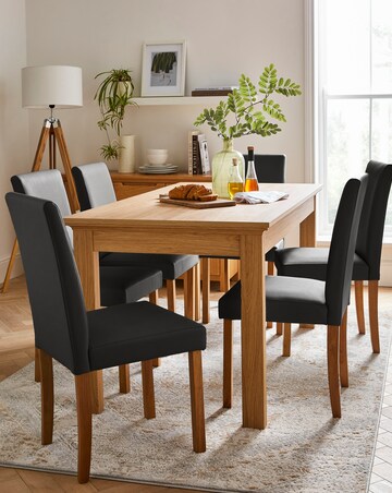 Julipa Ashford Table with 6 Ava Faux Leather Chairs