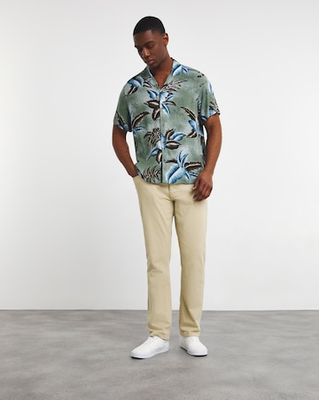 Short Sleeve Floral Print Cuban Collar Shirt