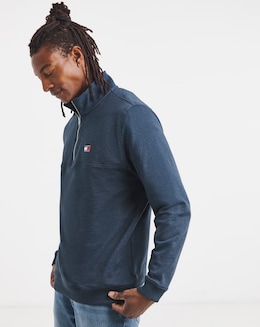Tommy Jeans Tonal Badge 1/4 Zip Sweat - Navy Heather