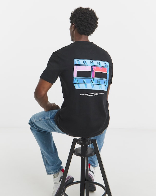 Tommy Jeans Short Sleeve DNA Flag T-Shirt - Black