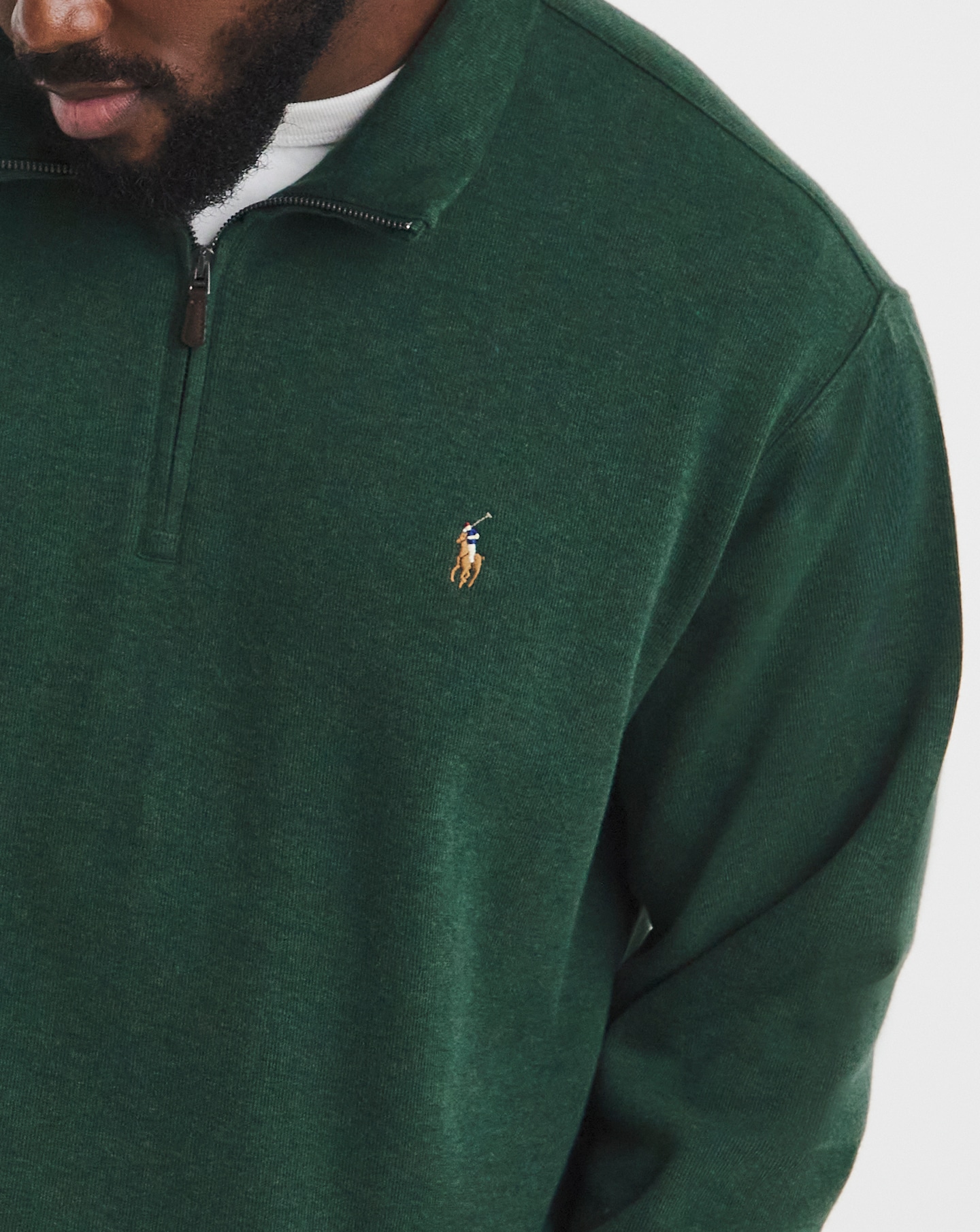 Polo Ralph Lauren Estate Rib 1/4 Zip Pullover - Green | Jacamo