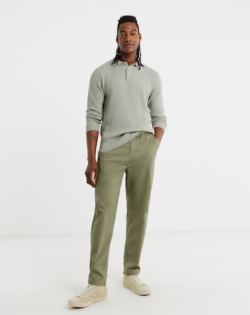 Textured Long Sleeve Knitted Polo