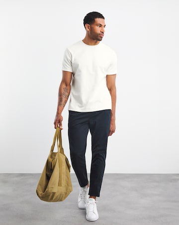 Textured Crew Neck T-Shirt- Ecru