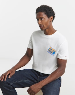 Tommy Jeans Short Sleeve Flag Graphic T-Shirt - Ecru