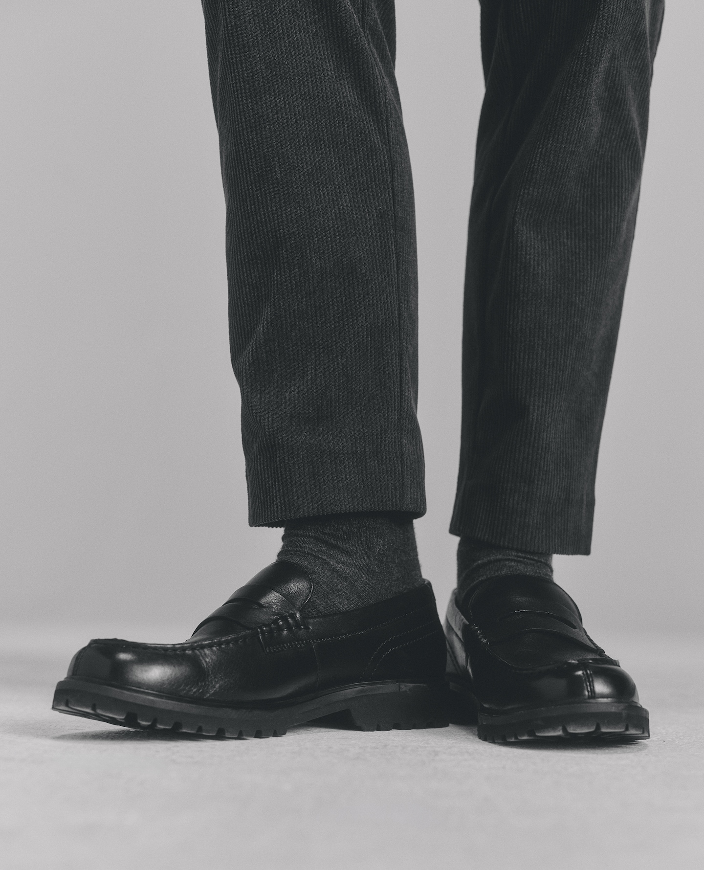 Model wears Base London Ivey Loafers