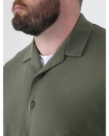 D555 Big And Tall Connor 1 Stretch Cuban Collar Resort S/S Shirt - Khaki