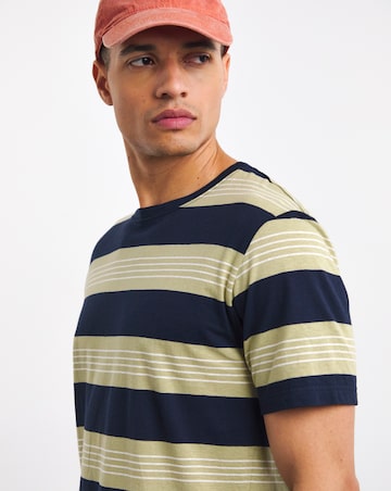Armor Lux Striped Crew Neck T-Shirt - Navy