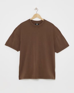 Relaxed Fit Acid Wash T-Shirt- Chestnut