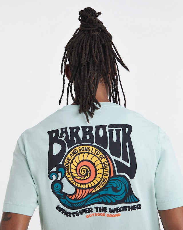 Barbour Frome Short Sleeve Relaxed Back Graphic T-Shirt - Mint Blue