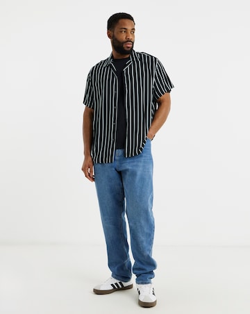 Jack & Jones Jeff Stripe Resort Shirt - Black/White