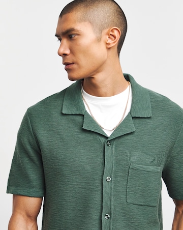 Khaki Knitted Cuban Collar Shirt